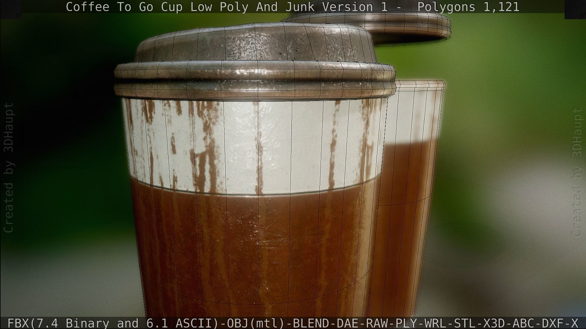 Coffee To Go Cup Junk 1 - Gameready - PBR Textures Low-poly 3D model_130