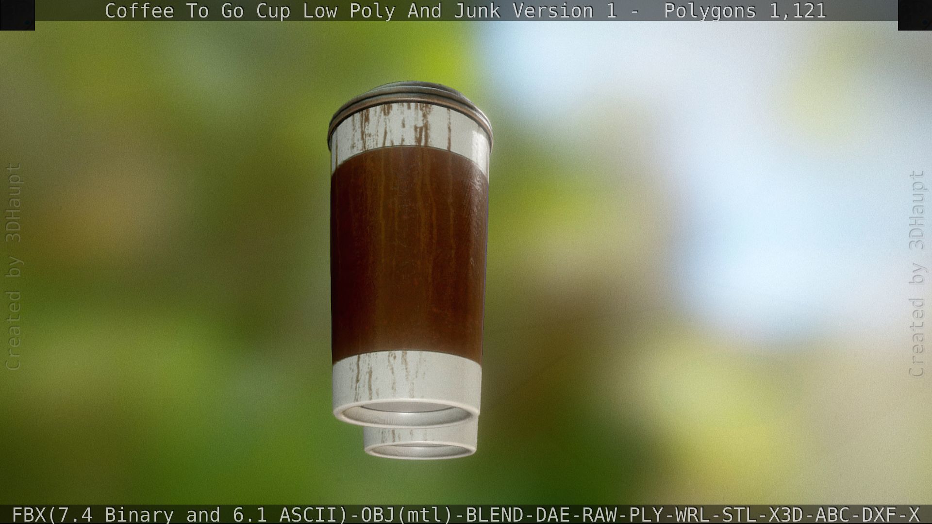 Coffee To Go Cup Junk 1 - Gameready - PBR Textures Low-poly 3D model_18