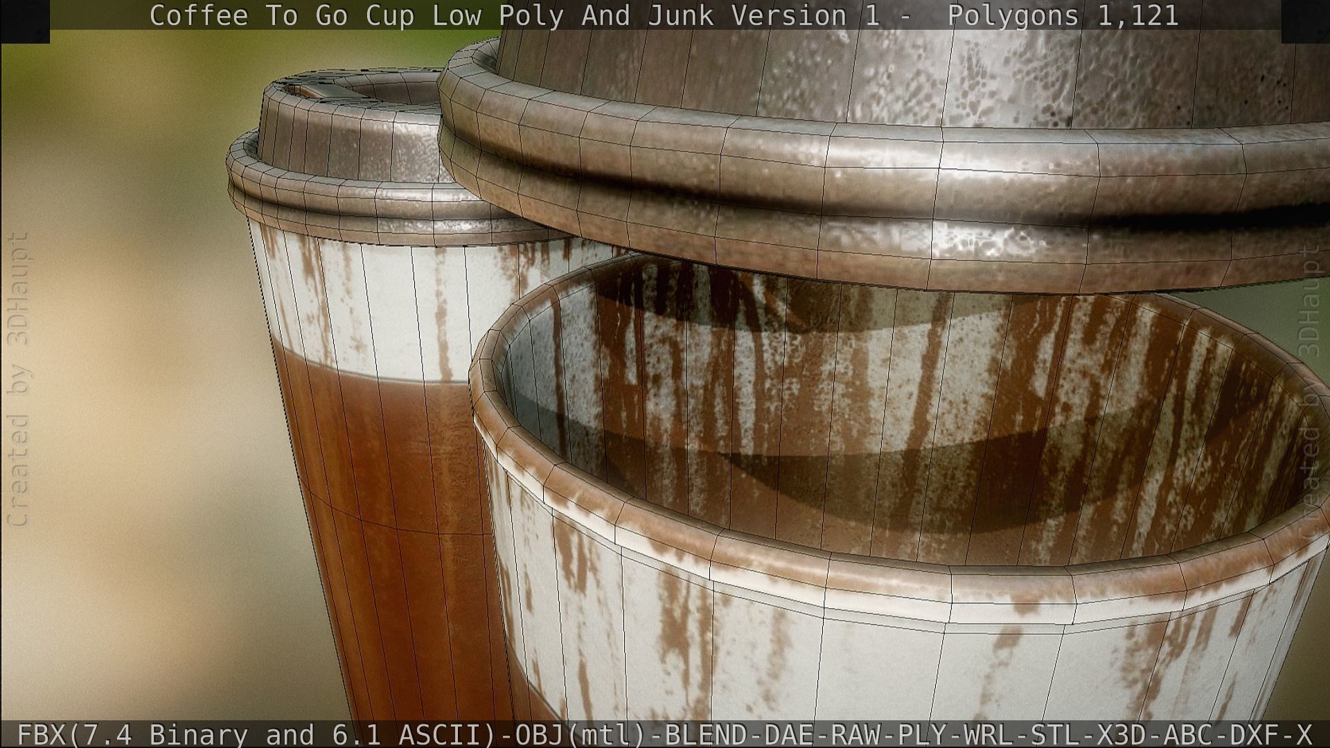Coffee To Go Cup Junk 1 - Gameready - PBR Textures Low-poly 3D model_139