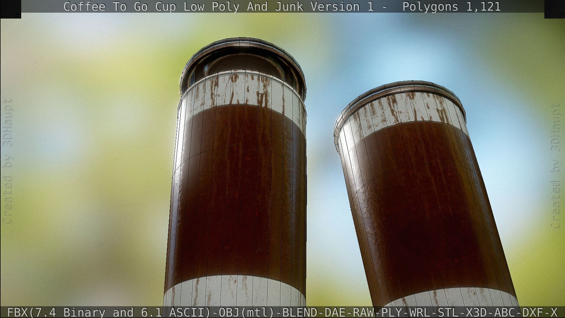 Coffee To Go Cup Junk 1 - Gameready - PBR Textures Low-poly 3D model_119