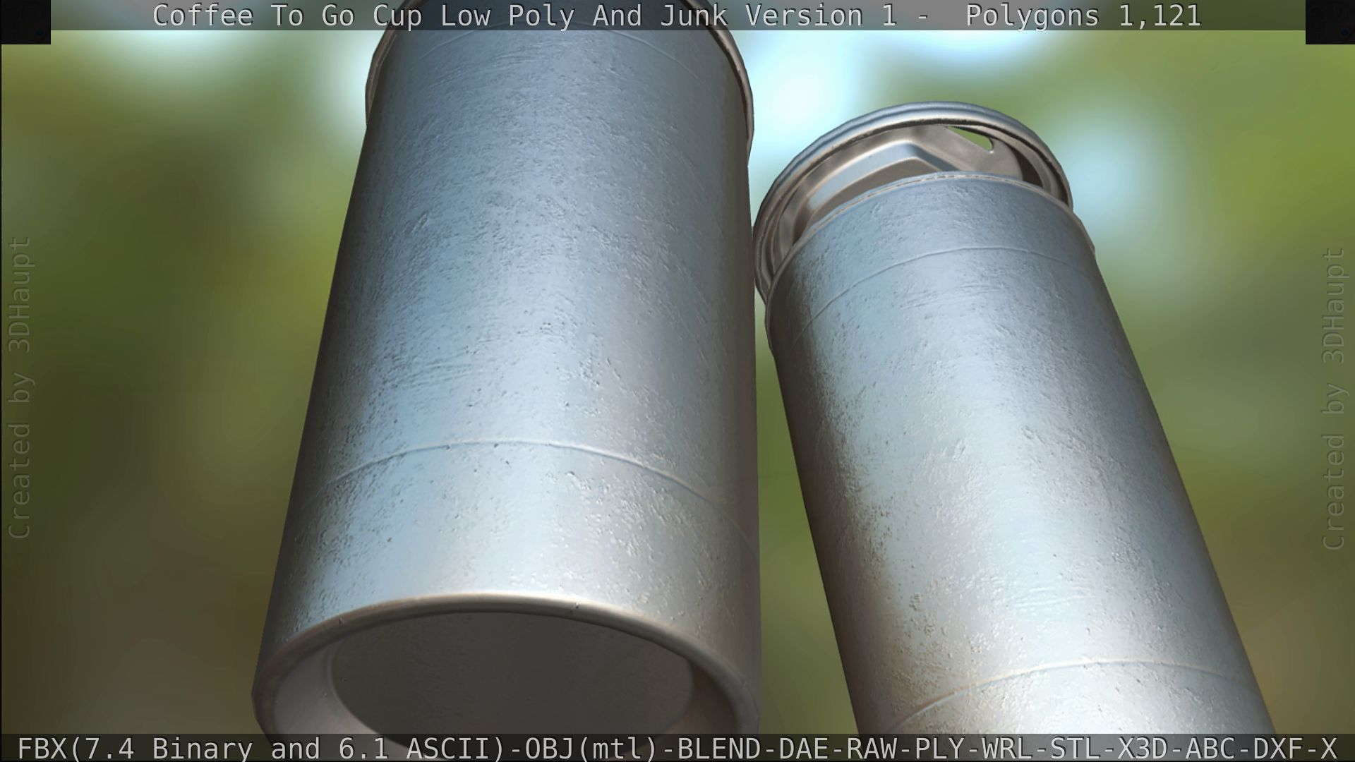 Coffee To Go Cup Junk 1 - Gameready - PBR Textures Low-poly 3D model_178