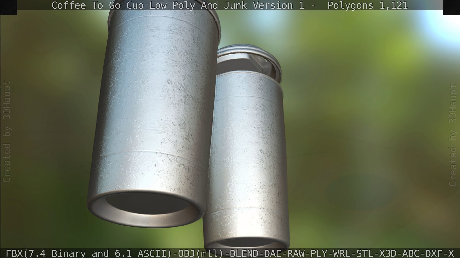 Coffee To Go Cup Junk 1 - Gameready - PBR Textures Low-poly 3D model_194
