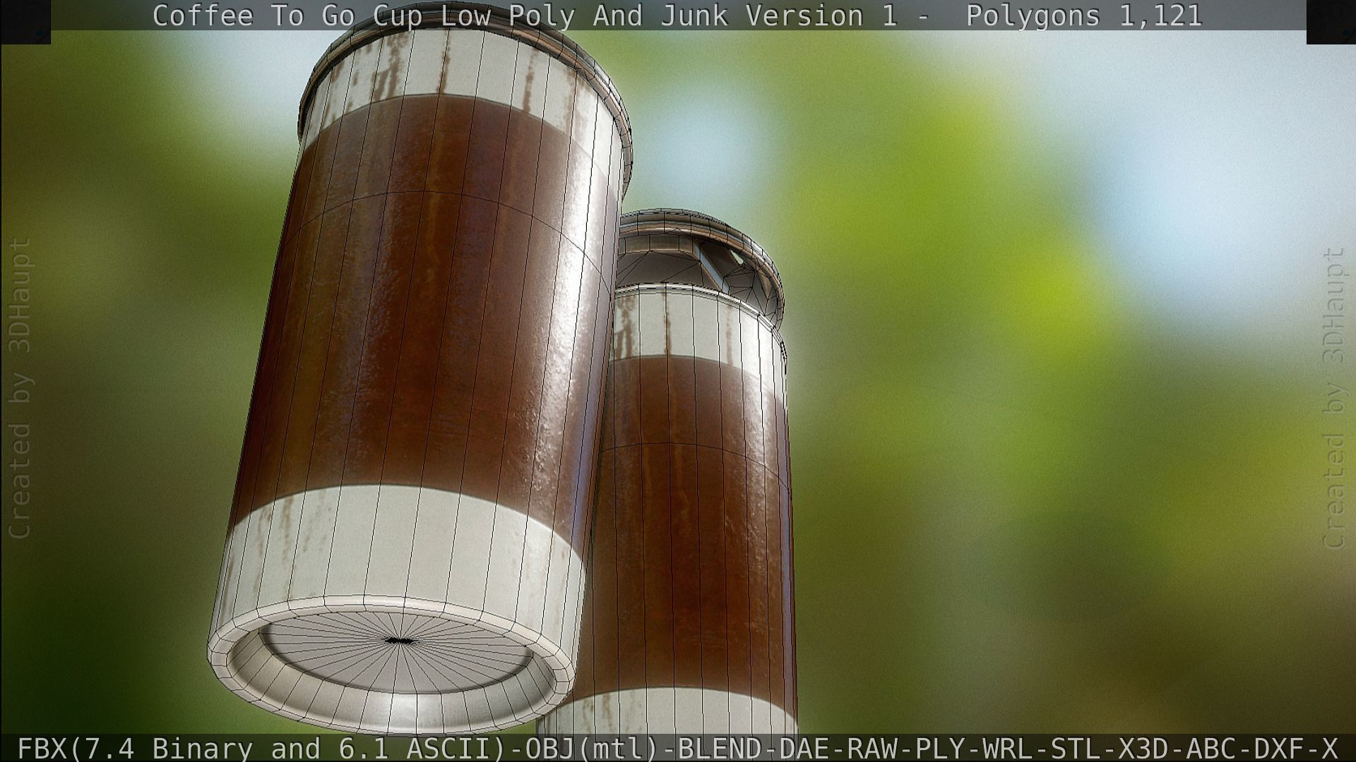 Coffee To Go Cup Junk 1 - Gameready - PBR Textures Low-poly 3D model_129