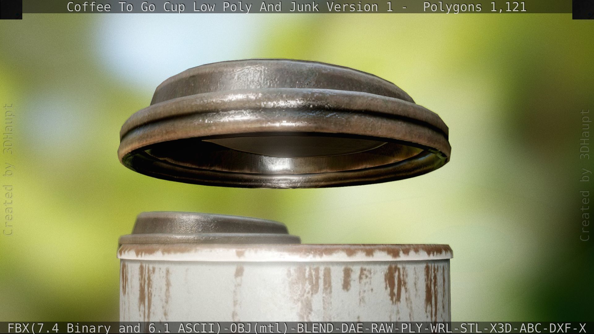 Coffee To Go Cup Junk 1 - Gameready - PBR Textures Low-poly 3D model_42
