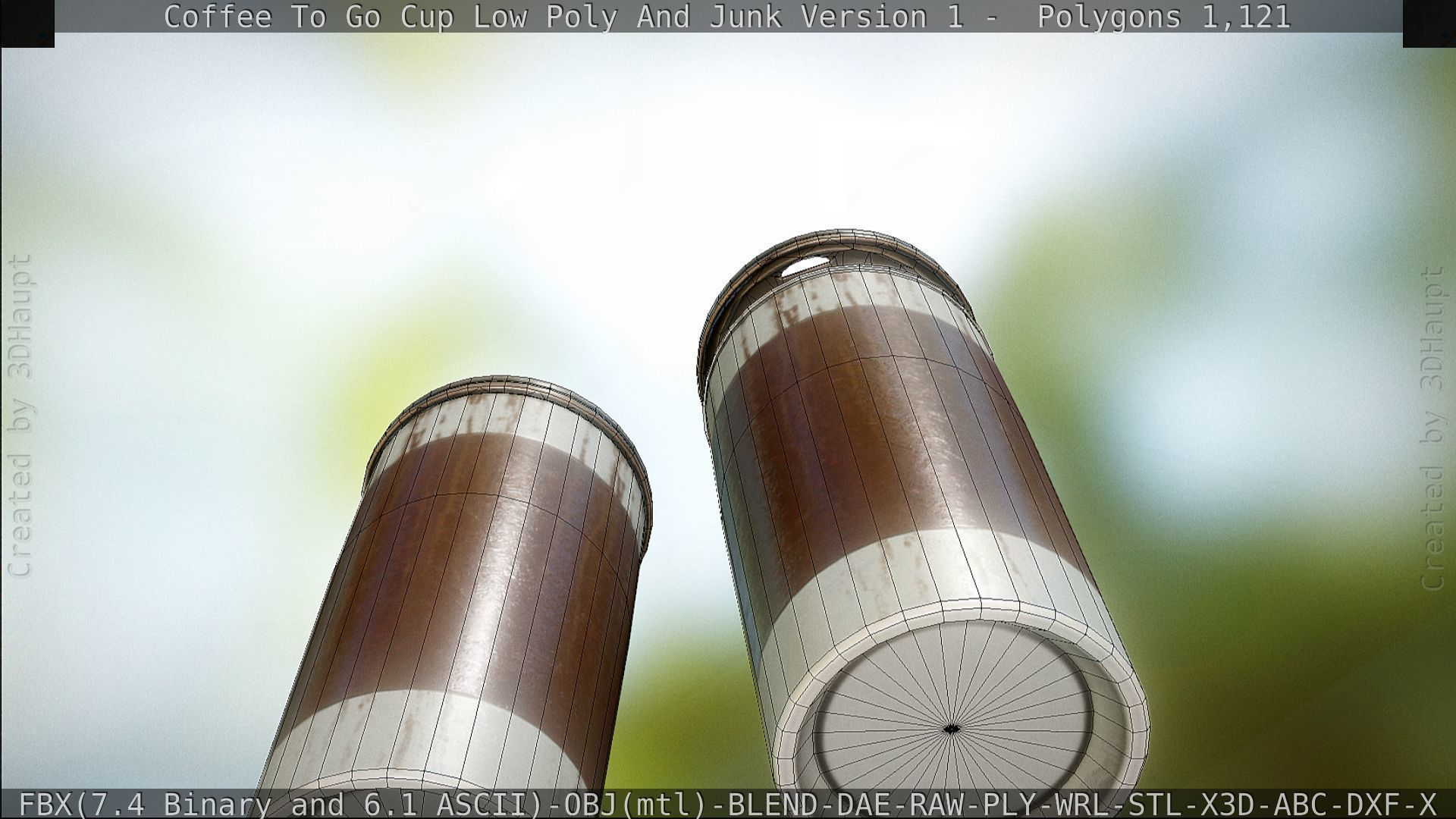 Coffee To Go Cup Junk 1 - Gameready - PBR Textures Low-poly 3D model_121