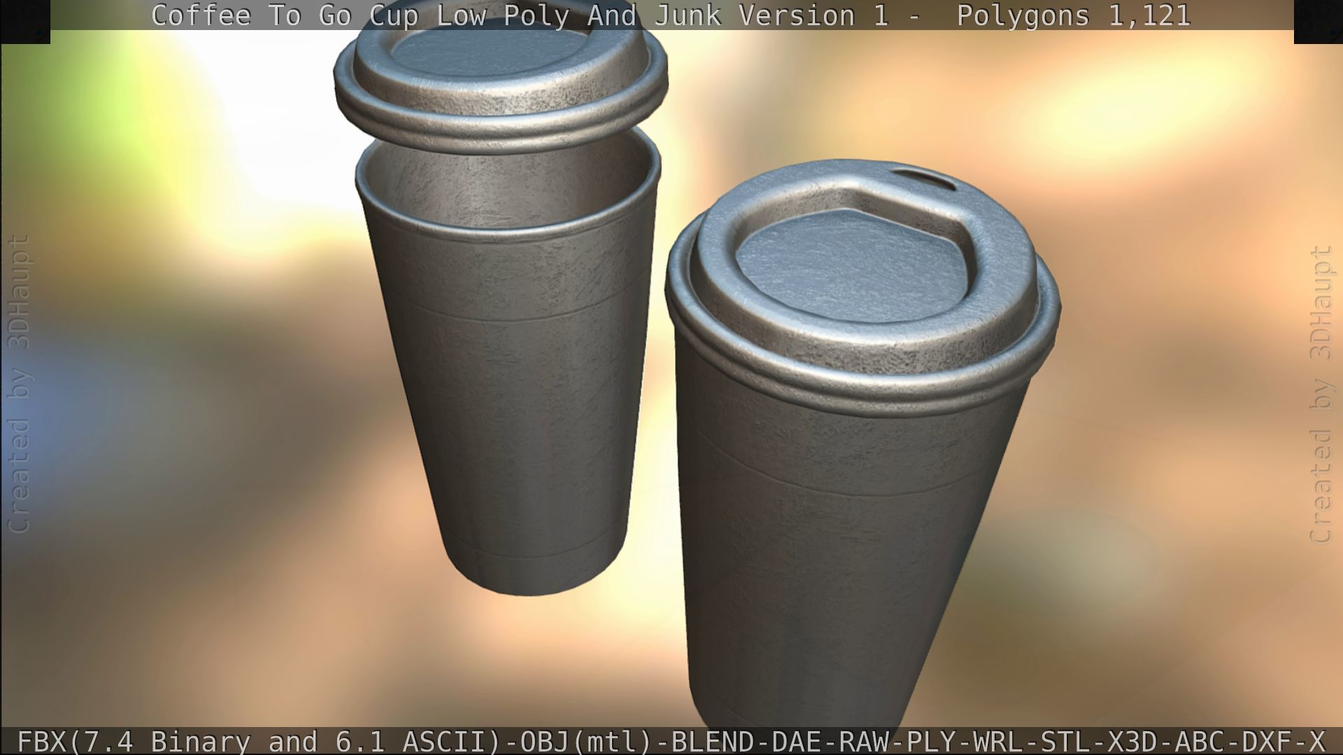 Coffee To Go Cup Junk 1 - Gameready - PBR Textures Low-poly 3D model_191