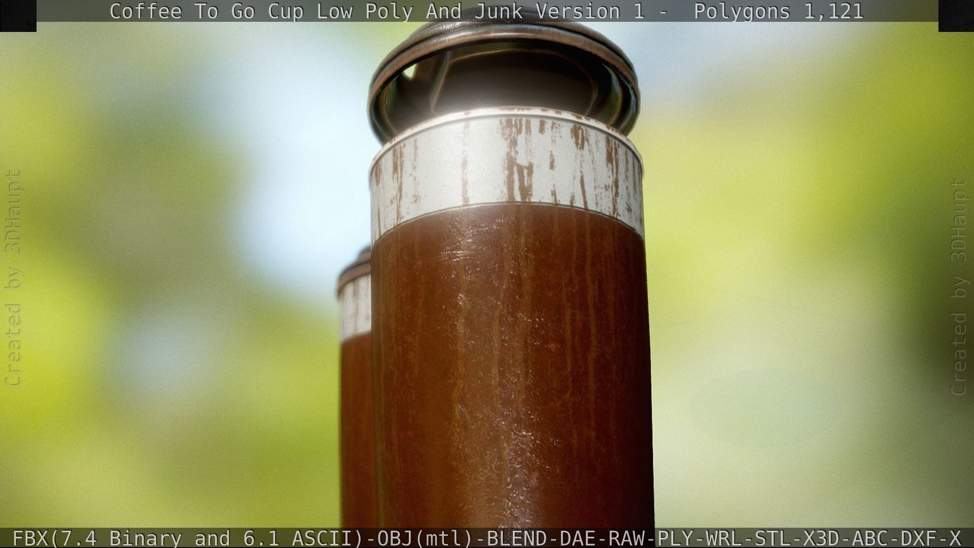 Coffee To Go Cup Junk 1 - Gameready - PBR Textures Low-poly 3D model_72