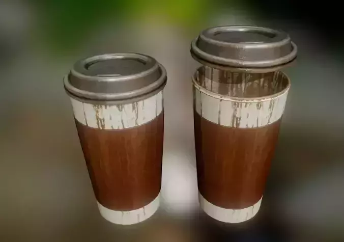 Coffee To Go Cup Junk 1 - Gameready - PBR Textures Low-poly 3D model