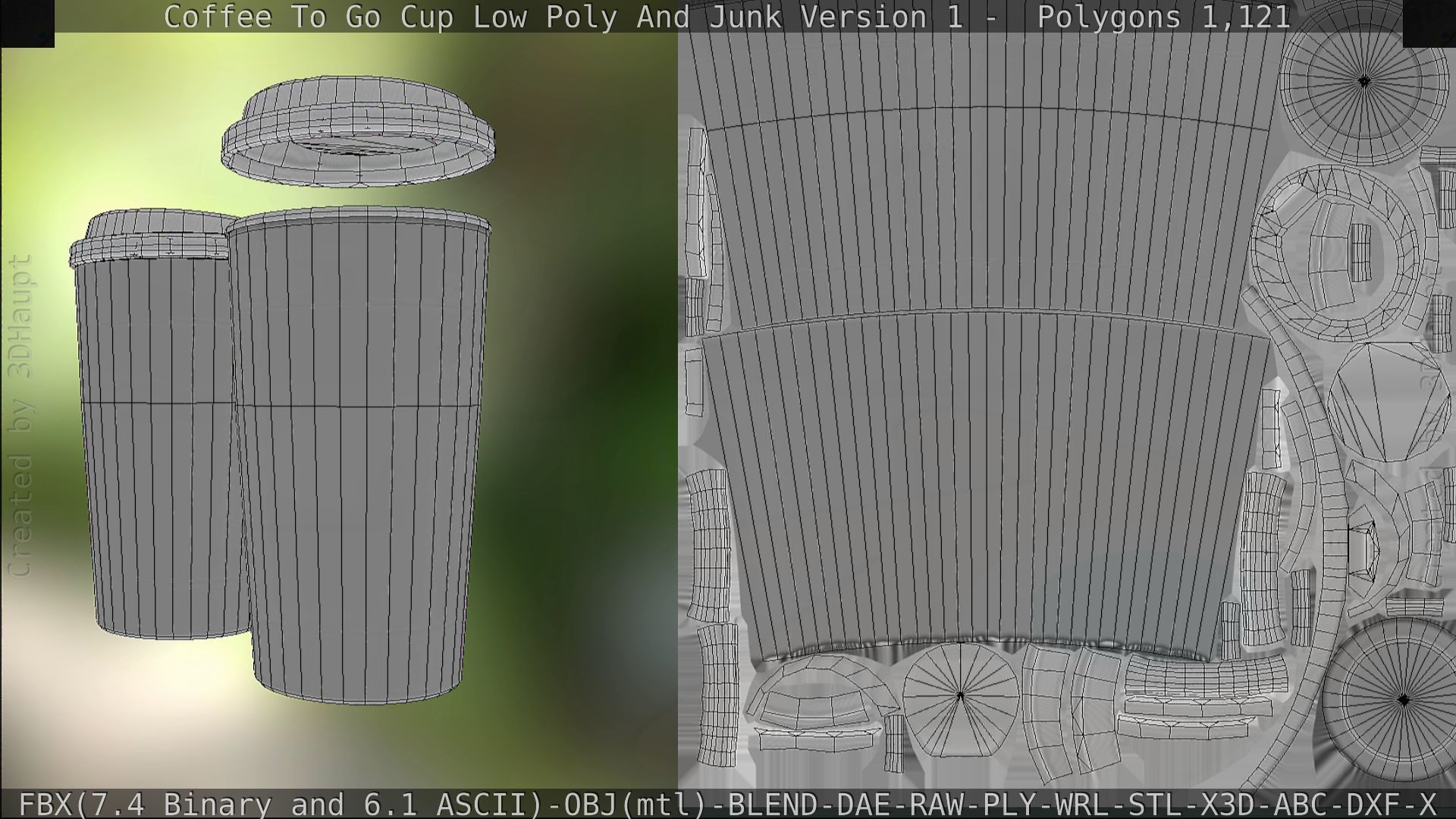 Coffee To Go Cup Junk 1 - Gameready - PBR Textures Low-poly 3D model_155