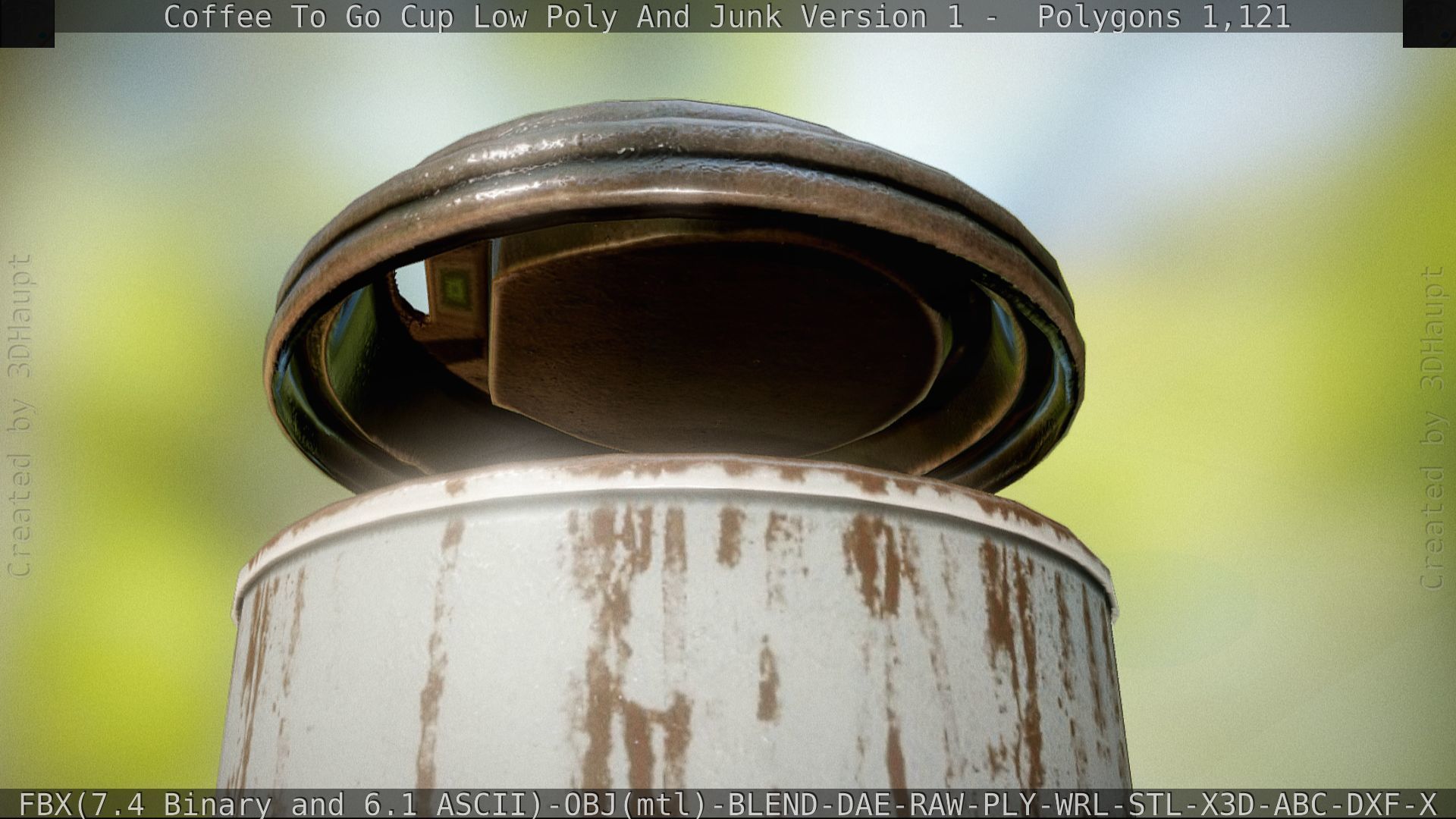 Coffee To Go Cup Junk 1 - Gameready - PBR Textures Low-poly 3D model_48
