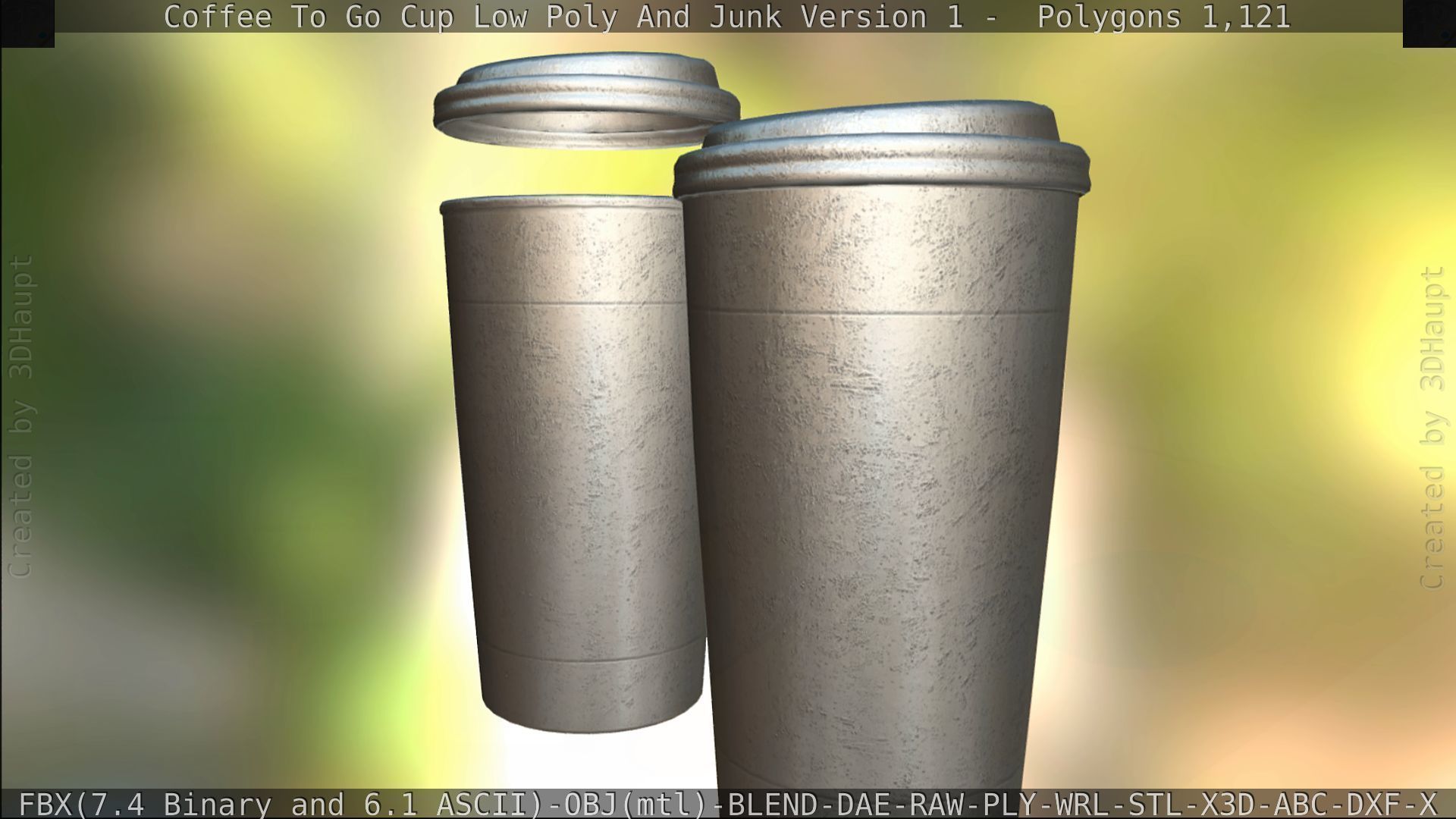 Coffee To Go Cup Junk 1 - Gameready - PBR Textures Low-poly 3D model_196