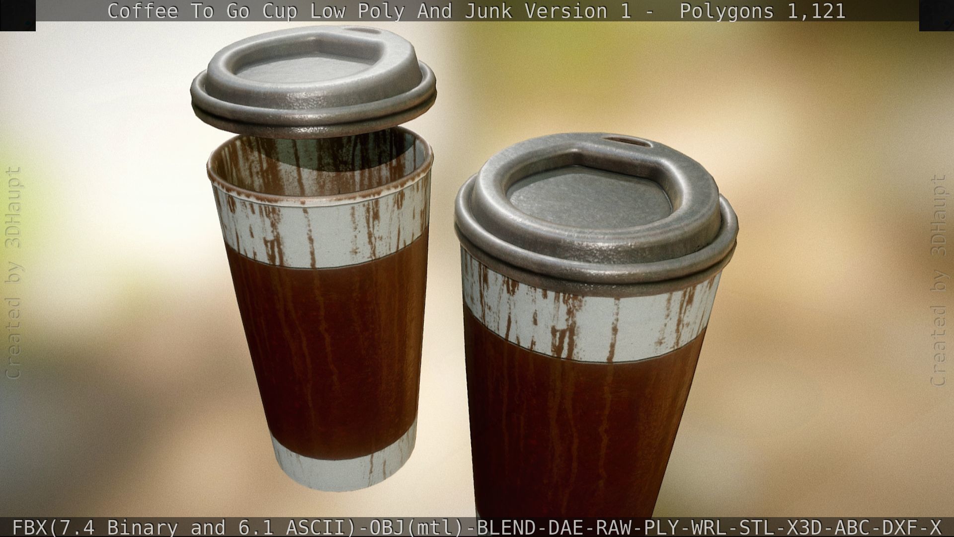 Coffee To Go Cup Junk 1 - Gameready - PBR Textures Low-poly 3D model_24