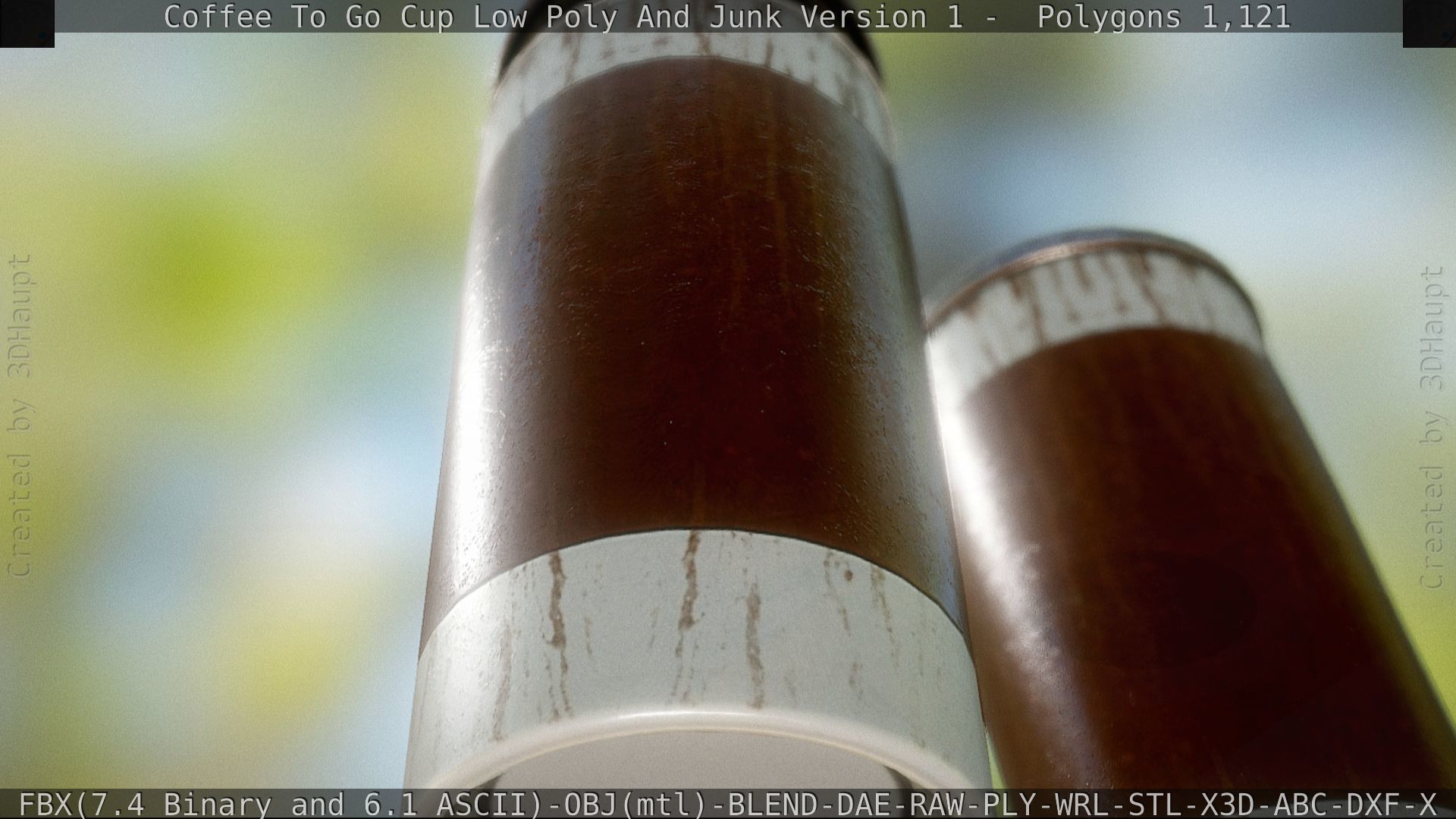 Coffee To Go Cup Junk 1 - Gameready - PBR Textures Low-poly 3D model_80