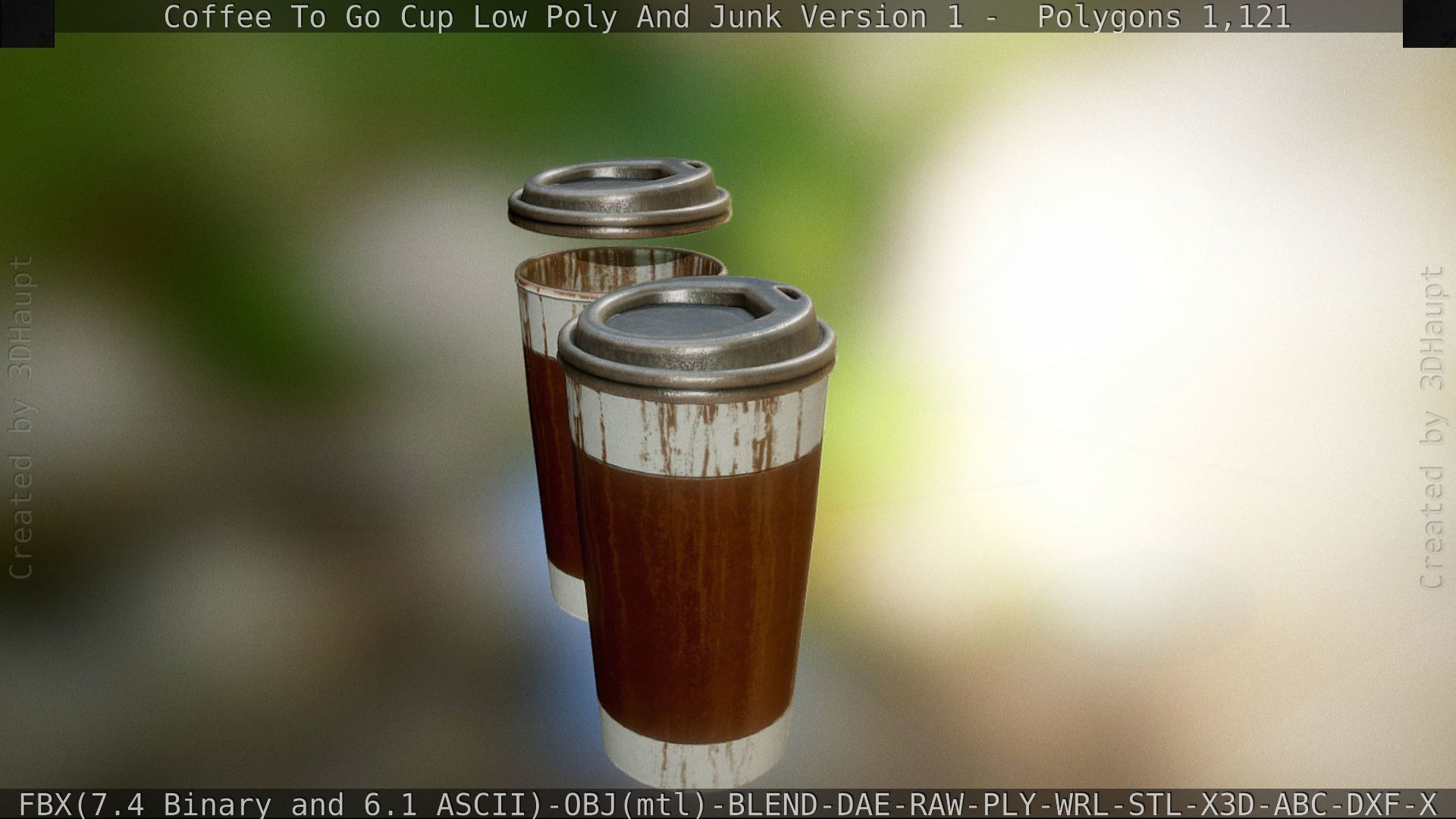 Coffee To Go Cup Junk 1 - Gameready - PBR Textures Low-poly 3D model_10