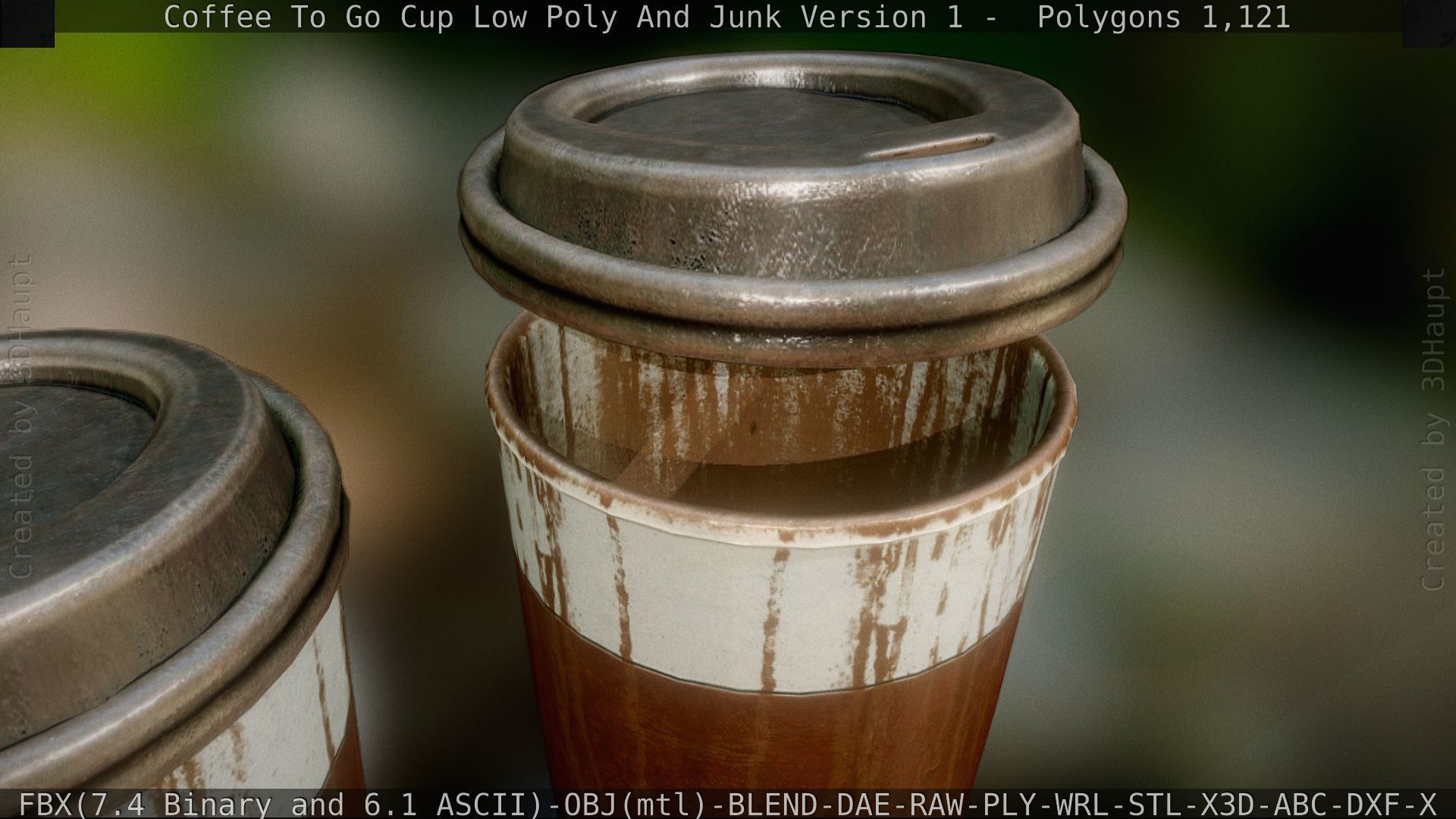 Coffee To Go Cup Junk 1 - Gameready - PBR Textures Low-poly 3D model_30