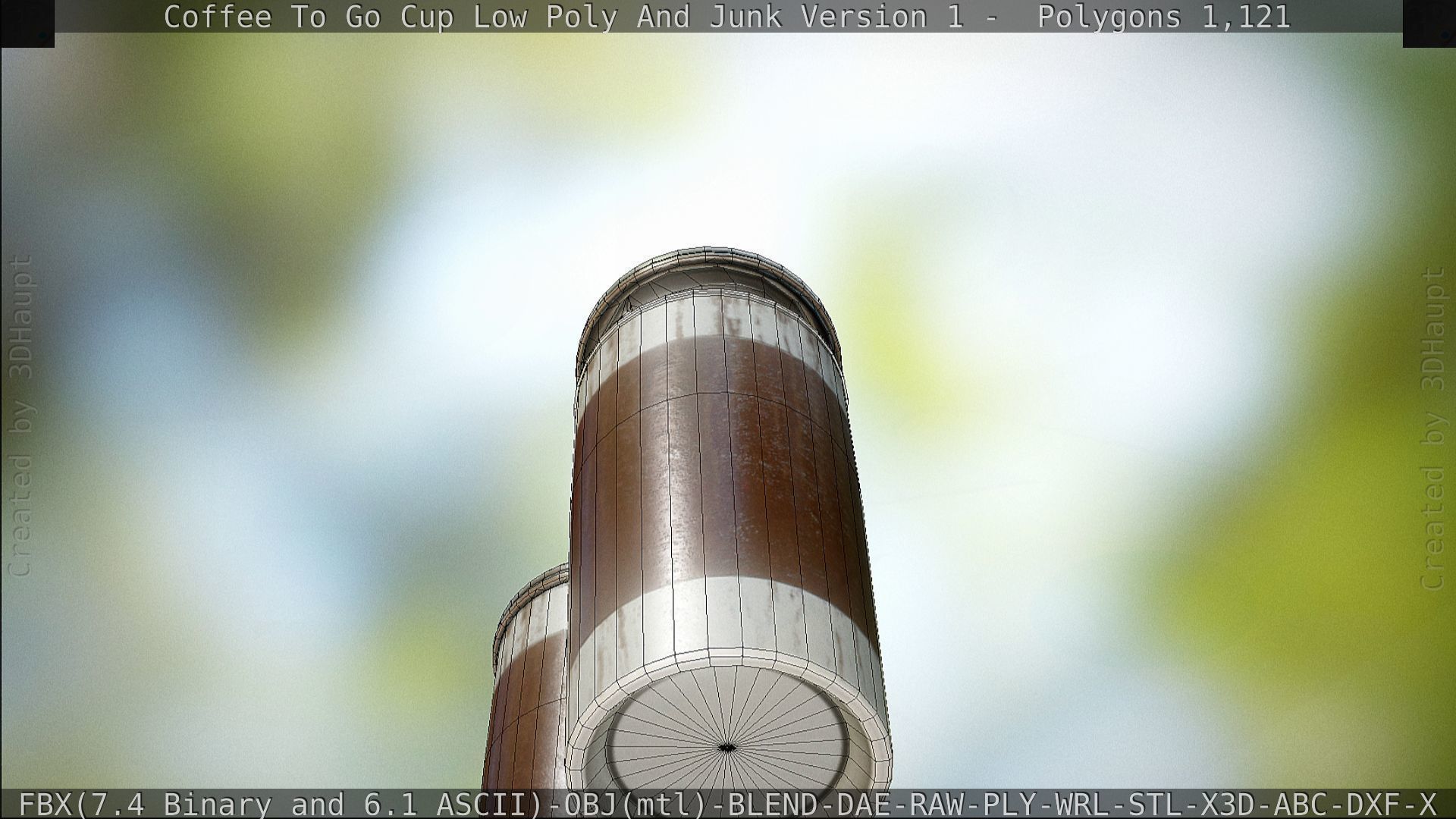 Coffee To Go Cup Junk 1 - Gameready - PBR Textures Low-poly 3D model_148