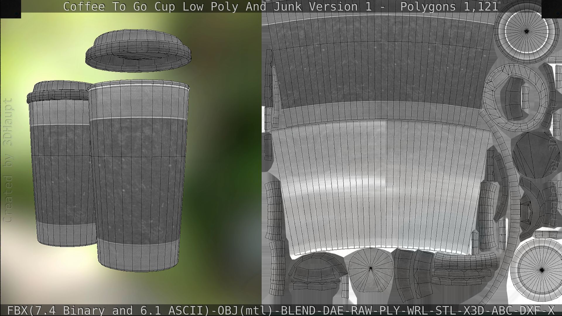 Coffee To Go Cup Junk 1 - Gameready - PBR Textures Low-poly 3D model_152
