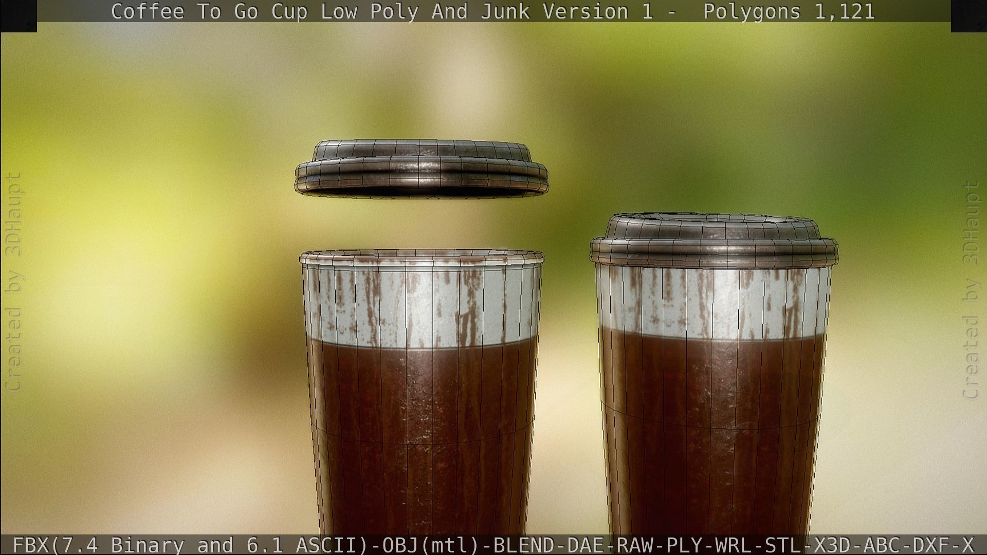 Coffee To Go Cup Junk 1 - Gameready - PBR Textures Low-poly 3D model_117