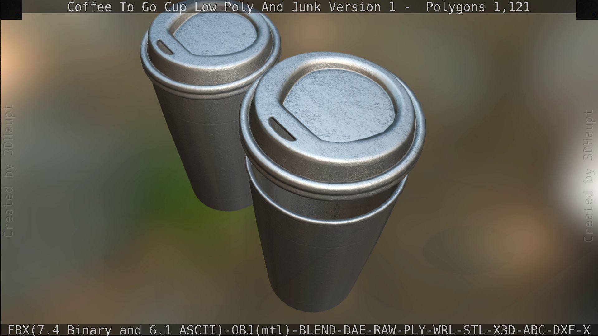 Coffee To Go Cup Junk 1 - Gameready - PBR Textures Low-poly 3D model_200