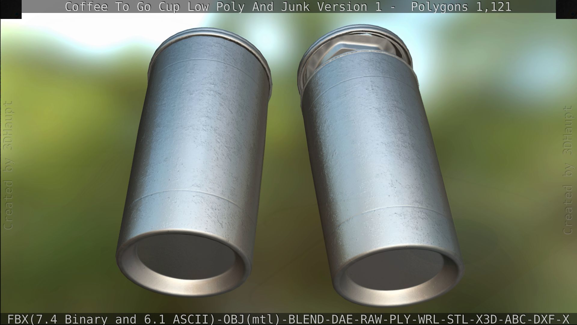 Coffee To Go Cup Junk 1 - Gameready - PBR Textures Low-poly 3D model_179