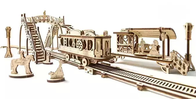 Tram Line - 3D DIY Wooden Mechanical Puzzle Model