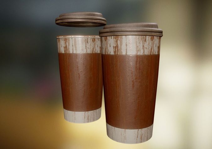 Coffee To Go Cup Junk 2 - Gameready - PBR Textures Low-poly 3D model