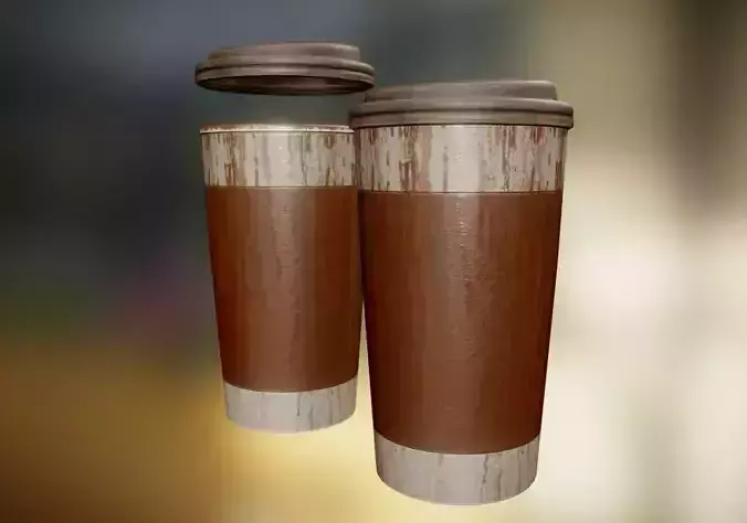 Coffee To Go Cup Junk 2 - Gameready - PBR Textures