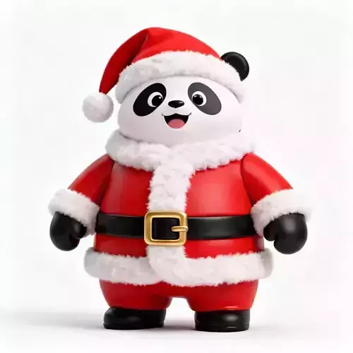 Chunky Santa Panda 3D Model - Cute Holiday Mascot