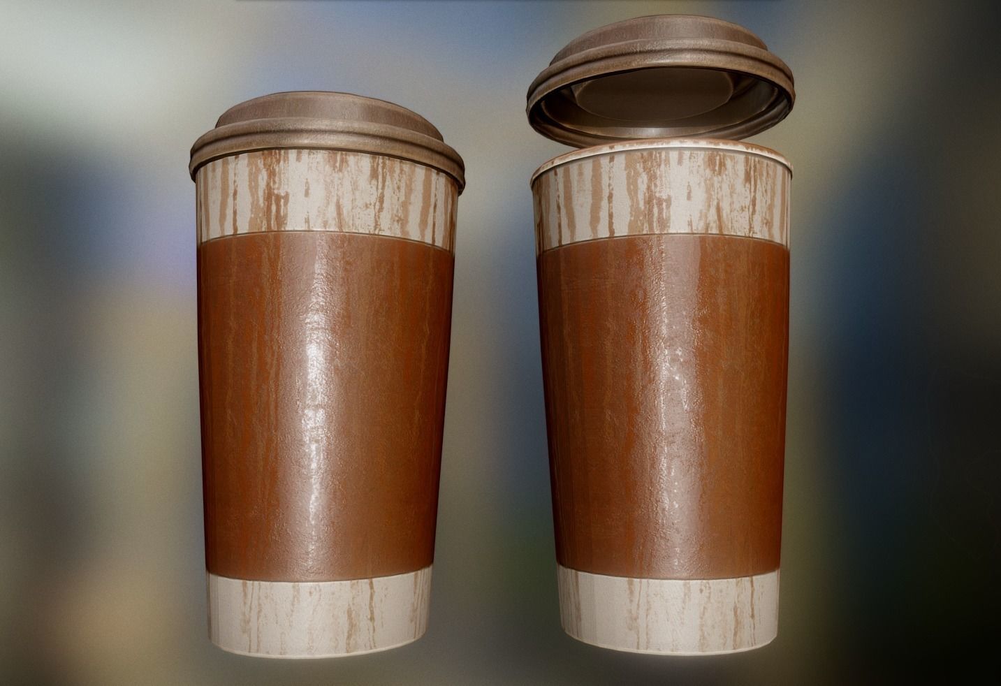 Coffee To Go Cup Pack - Gameready - PBR Textures Low-poly 3D model_10