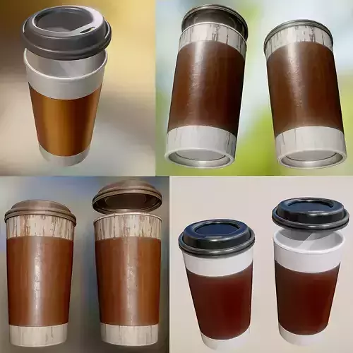 Coffee To Go Cup Pack - Gameready - PBR Textures Low-poly 3D model