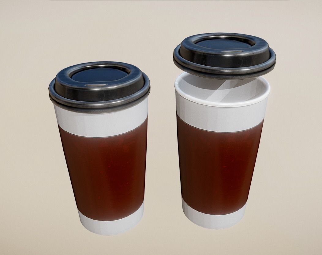 Coffee To Go Cup Pack - Gameready - PBR Textures Low-poly 3D model_16