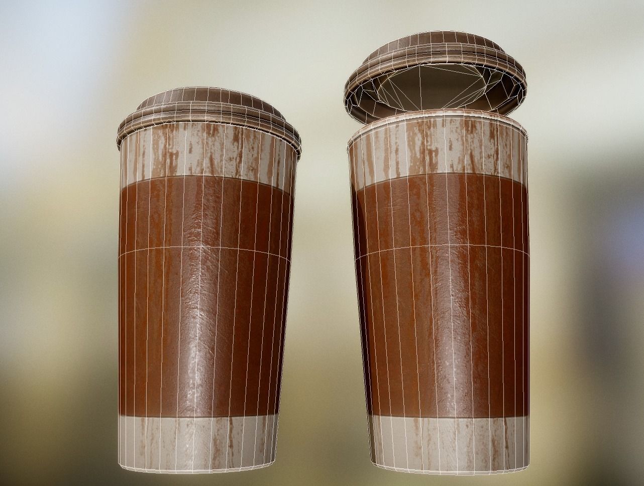 Coffee To Go Cup Pack - Gameready - PBR Textures Low-poly 3D model_25