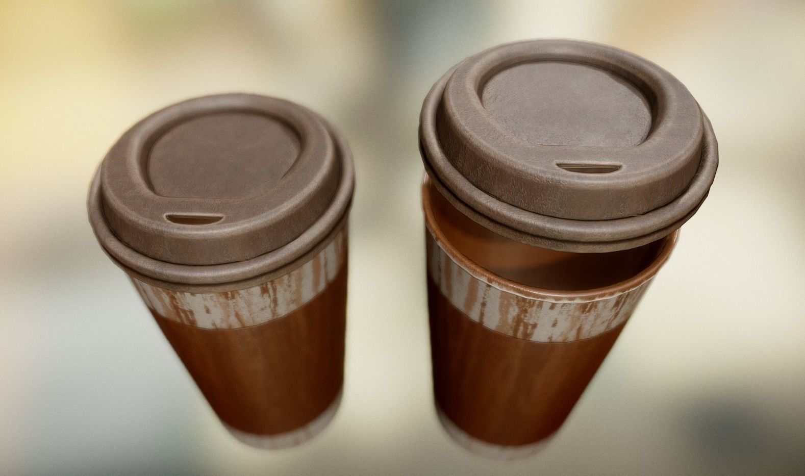 Coffee To Go Cup Pack - Gameready - PBR Textures Low-poly 3D model_9