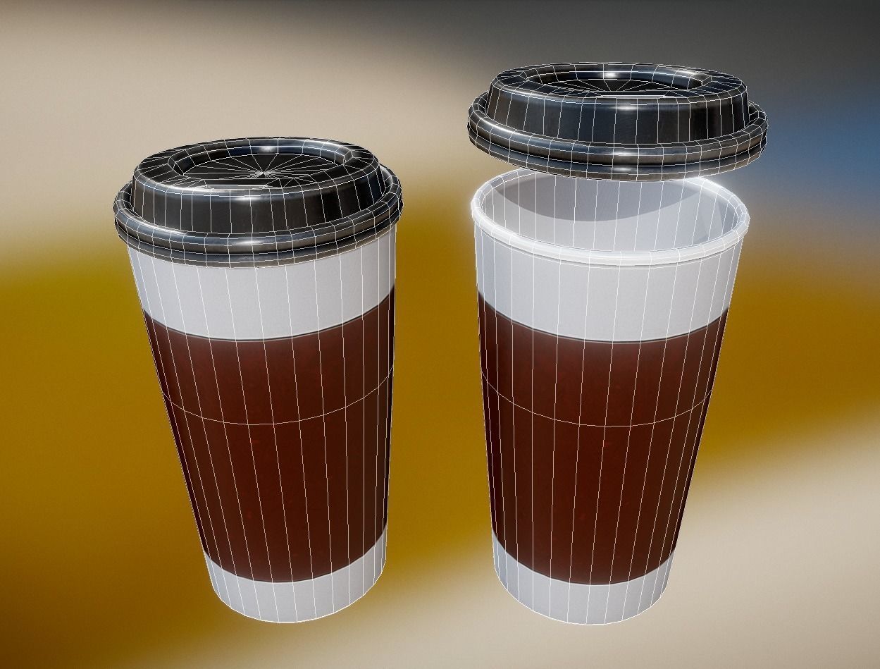 Coffee To Go Cup Pack - Gameready - PBR Textures Low-poly 3D model_12