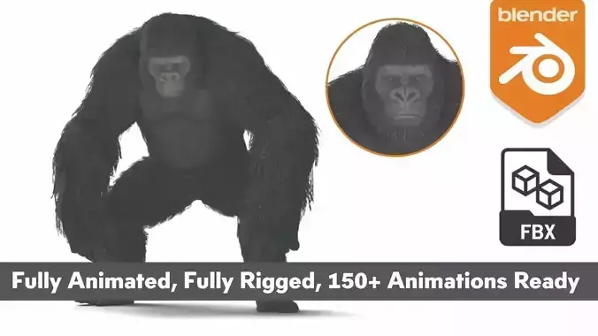 King Kong Gorilla Fully Rigged 150 Animations