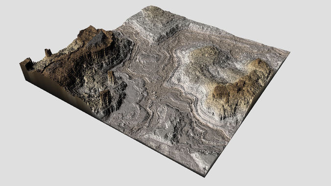 Canyon Model mountain with rocks Low-poly 3D model