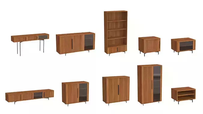 Mid-Century Modern cabinet set