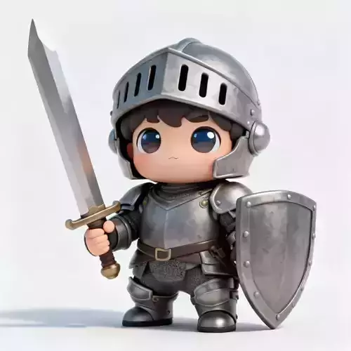Tiny Chibi Knight 3D Model - Cute Armored Warrior