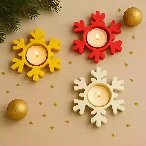 Snowflake Tealight Candle Holders  Set of 3