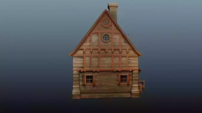Medieval wooden house EM-12 3D model 3
