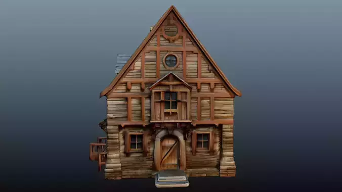 Medieval wooden house EM-12 3D model 2