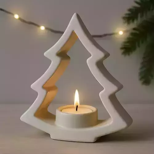 Minimalist Ceramic Christmas Tree Candle Holder