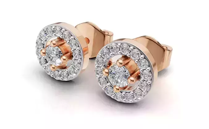 AV 731 Diamond Ladies Halo Stud Earrings 3D print model