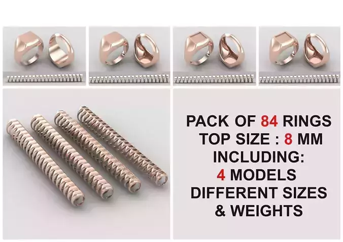 Square Signet Ring Base 8MM top in All sizes 196-MWCG