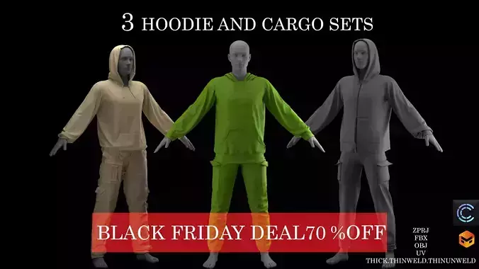 Stylized Hoodie-Cargo Set
