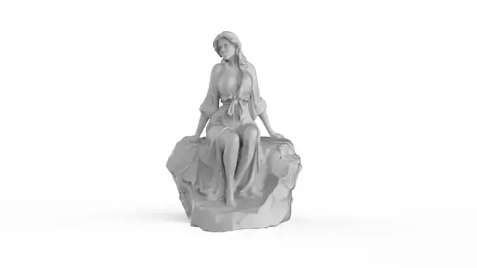 Elegant Seated Lady Statue 