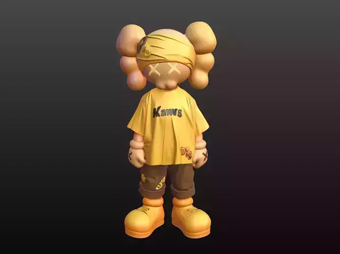 Stylized Kaws-Inspired Character in Yellow Suit