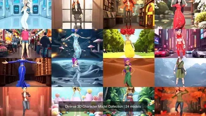 Diverse 3D Character Model Collection