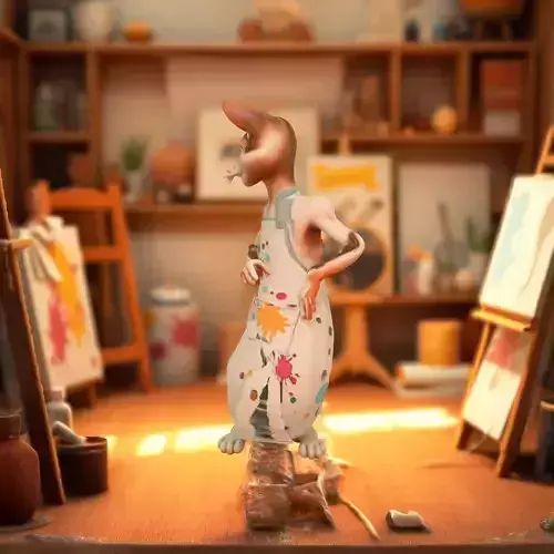 Cheerful Kitty Painter model pack