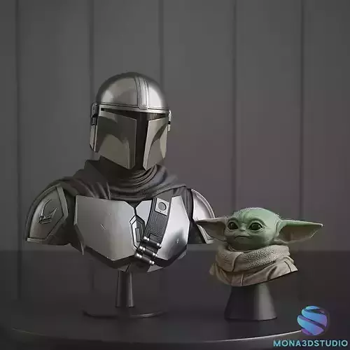  The Mandalorian -  Grogu  3D Printable Busts - STL 